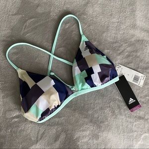 NWT Adidas Amphi Beach BW Volleyball Bra Top Womens Large L Blue Multicolor